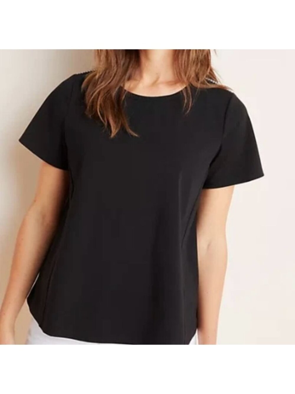Anthropologie Eri & Ali Gingham-Peplum Back Short Sleeve Top